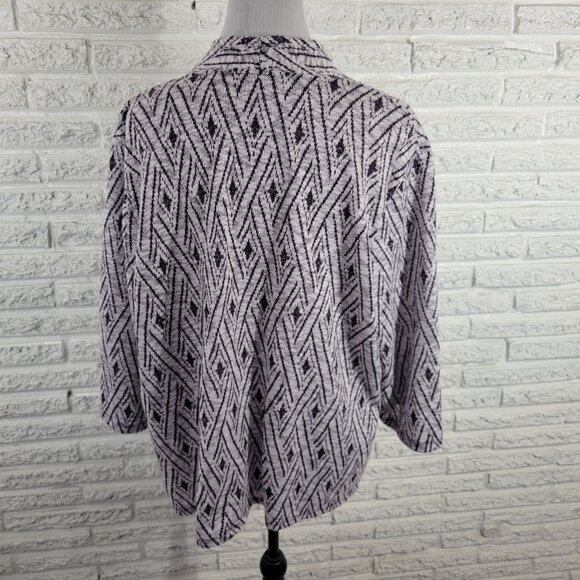 Alfred Dunner Womens Top 2X Plus 3/4 Sleeve Purple Diamonds GEO227E - Picture 7 of 9